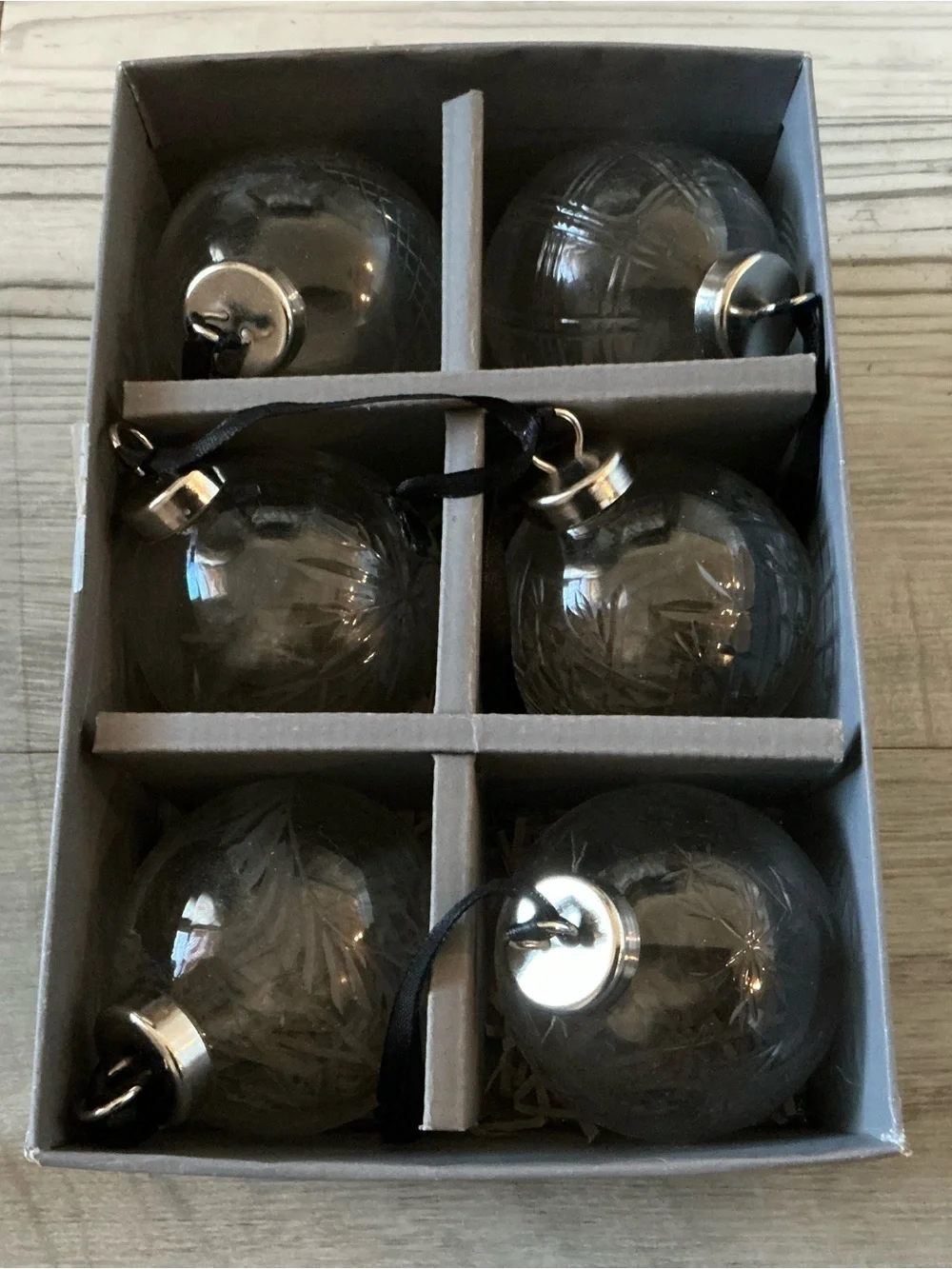 Pottery barn embossed mercury glass ornaments 6-piece set